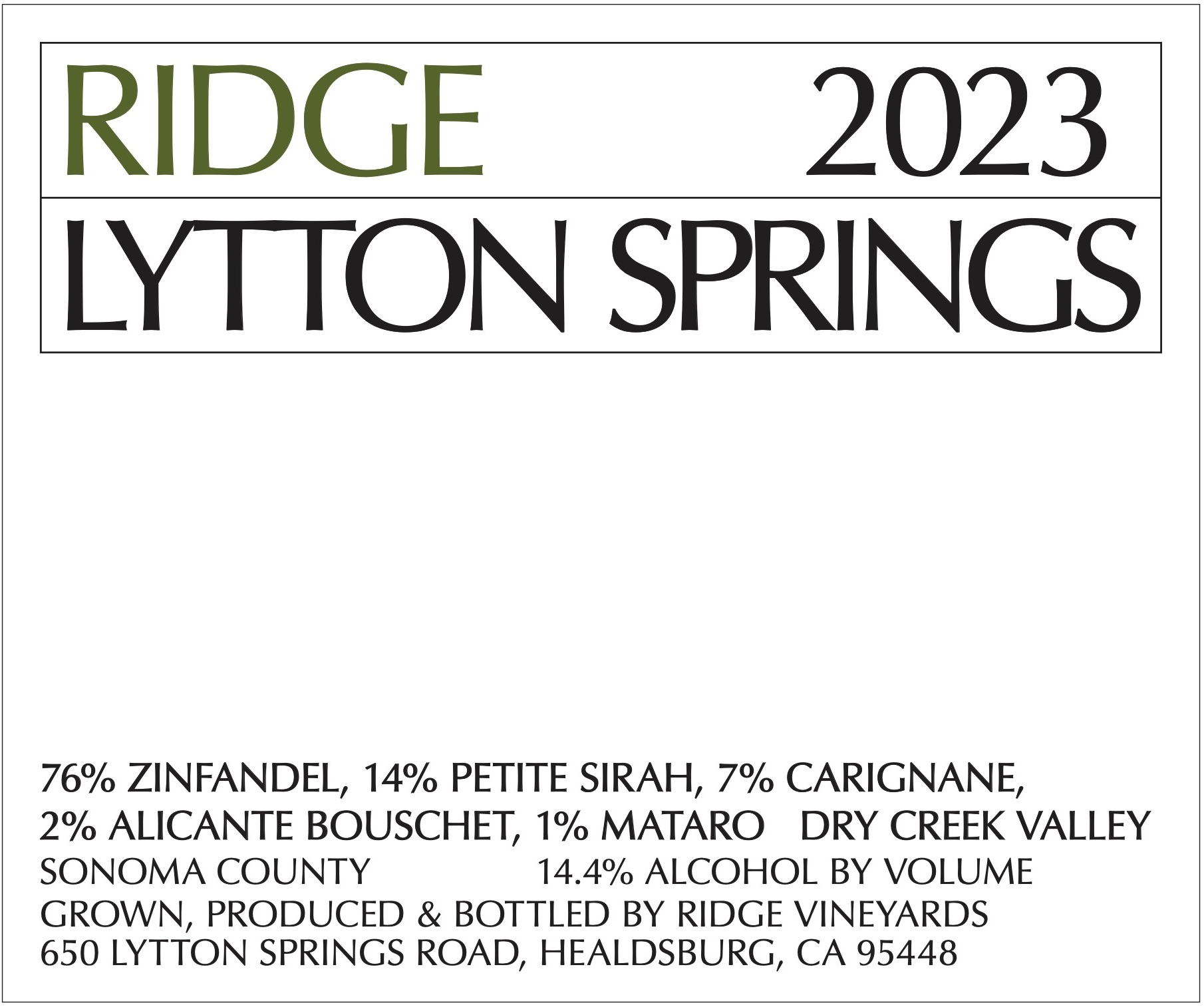 Lytton Springs Dry Creek Valley